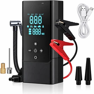 Jump Starter with Air Compressor, 1000A Car Battery Booster | 150 PSI Tire Inflator, 12V Portable Power Bank with Emergency LED Torch, for 10L Gasoline and 8L Diesel Engines