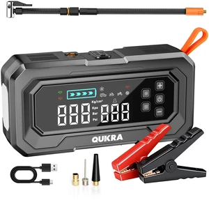 Quikra Q08 Jump Starter with Air Compressor, 1200A Peak Portable Battery Jump Starter(4.2L Gas/3.0L Diesel), 10000mAh Lithium Battery Booster, 12V Car Jump Box with Jumper Cables, LED Light