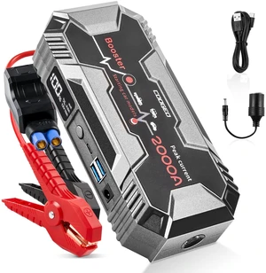 Car Battery Jump Starter Portable, 2000A Jump Starter Battery Pack for 8.0L Gasoline and 6.0L Diesel Engines, 12V Jump Box for Car Battery with EC8 Jumper Cables, Black Car Battery Jump Starter Portable, 2000A Jump Starter Battery Pack for 8.0L Gasoline and 6.0L Diesel Engines, 12V Jump Box for Car Battery with EC8 Jumper Cables, Black