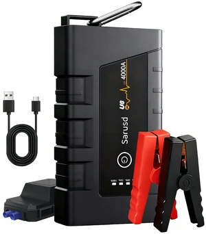 Sarusd 4000A Battery Jumper Starter Portable with Force Start, 12V Car Jump Starter with PD 18W Jump Box for All Gas & Up to 10L Diesel Engines Jump Pack with Booster, Jumper Cables & LED Light