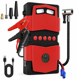 Portable Car Jump Starter with Air Compressor, 150PSI 3X Fast Inflation, Multi-Function Emergency Kit with LED Light, Power Bank, Safety Tools, Digital Display Portable Car Jump Starter with Air Compressor, 150PSI 3X Fast Inflation, Multi-Function Emergency Kit with LED Light, Power Bank, Safety Tools, Digital Display