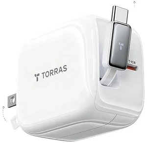 TORRAS FlexLine 40W USB C Charger,Dual-Port GaN Retractable Wall Charger | iPhone17/16/15,iPad,Macbook,Galaxy Compatible,Retractable Cable&Foldable Plug,Fast Charging,GaN,Travel and Desk Use TORRAS FlexLine 40W USB C Charger,Dual-Port GaN Retractable Wall Charger | iPhone17/16/15,iPad,Macbook,Galaxy Compatible,Retractable Cable&Foldable Plug,Fast Charging,GaN,Travel and Desk Use