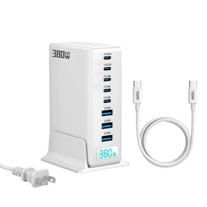 380W GaN III 8-Port Multi-Device USB-C Charger, PD 30W+100W PC Laptop Fast Charging Hub for MacBook/iPhone/iPad/Dell/Steam Deck, w/ 100W Cable, White 380W GaN III 8-Port Multi-Device USB-C Charger, PD 30W+100W PC Laptop Fast Charging Hub for MacBook/iPhone/iPad/Dell/Steam Deck, w/ 100W Cable, White