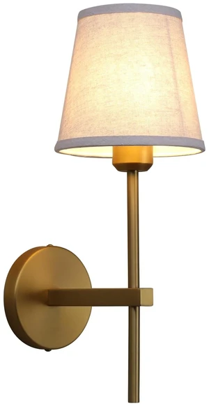 Phansthy Hardwired Brass Boho Wall Sconce, 1-Light Vintage Industrial Wall Lamp, Vanity Wall Lighting with Natural Linen Fabric Shade for Bathroom Bedroom Living Room (Antique Gold)
