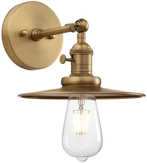 Phansthy Industrial 1-Light Wall Sconces, Vintage Wall Light Fixture with 7.9" Crafted Metal Shade, Bathroom Vanity Light with on Off Switch, Wall Lamp for Bedroom Living Room Kitchen (Antique)