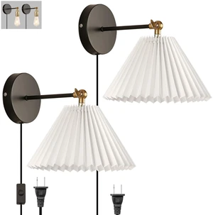 Wall Sconce Plug in, white Plug in Wall Light Set of 2 Fixtures,Wall Lamp with Plug in Cord and On/Off Switch,, Adjustable Industrial Vintage E26 Wall Sconce for Reading Bedroom Hallway Living Room Wall Sconce Plug in, white Plug in Wall Light Set of 2 Fixtures,Wall Lamp with Plug in Cord and On/Off Switch,, Adjustable Industrial Vintage E26 Wall Sconce for Reading Bedroom Hallway Living Room
