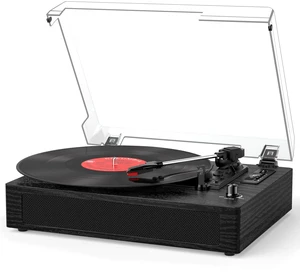 Vinyl Record Player with Bluetooth, Built-in Speakers, USB Recording Black | Built-in Speakers, RCA Out & AUX Input, Headphone Jack, 3-Speed Belt-Drive Turntable Easy Setup for Beginners Classic Wood Vinyl Record Player with Bluetooth, Built-in Speakers, USB Recording Black | Built-in Speakers, RCA Out & AUX Input, Headphone Jack, 3-Speed Belt-Drive Turntable Easy Setup for Beginners Classic Wood