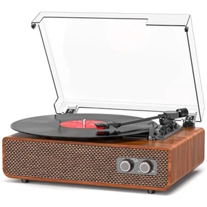 Vinyl Record Player with Bluetooth, Vintage 3 Speed Turntable Light Brown | Belt-Drive Turntable LP Player with Upgraded Speakers, Sound Cavity & Balanced Counterweight, RCA Output, Aux-in Vinyl Record Player with Bluetooth, Vintage 3 Speed Turntable Light Brown | Belt-Drive Turntable LP Player with Upgraded Speakers, Sound Cavity & Balanced Counterweight, RCA Output, Aux-in