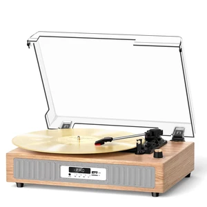 VICTRESS Bluetooth Record Player, USB/TF Recording Turntable, Light Oak | Vinyl Player with Dual Speakers in Independent Chambers, 3 Speeds, Auto Stop, 5 EQ Modes, LED Display, AUX/RCA, Home Decor VICTRESS Bluetooth Record Player, USB/TF Recording Turntable, Light Oak | Vinyl Player with Dual Speakers in Independent Chambers, 3 Speeds, Auto Stop, 5 EQ Modes, LED Display, AUX/RCA, Home Decor
