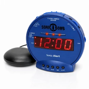 Sonic Alert Sonic Bomb Dual Alarm Clock with Bed Shaker, Blue Vibrating Alarm Clock Heavy Sleepers, Battery Backup | Wake with a Shake Sonic Alert Sonic Bomb Dual Alarm Clock with Bed Shaker, Blue Vibrating Alarm Clock Heavy Sleepers, Battery Backup | Wake with a Shake