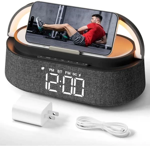 Clock Bedroom with Wireless Charger Bluetooth Speaker FM Radio Light | 6 in 1 Digital Alarm Clock with Dimmable Night Light, Snooze, Dimmer 12 24H, 2500mAh battery, Gifts for Men Women Home Office Clock Bedroom with Wireless Charger Bluetooth Speaker FM Radio Light | 6 in 1 Digital Alarm Clock with Dimmable Night Light, Snooze, Dimmer 12 24H, 2500mAh battery, Gifts for Men Women Home Office