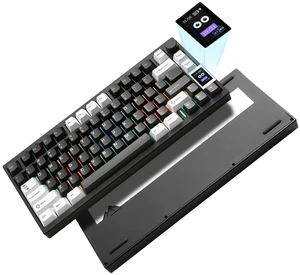 YUNZII AL80 75% Wireless Aluminum Mechanical Keyboard(Black, Cocoa Cream) | QMK/VIA, Smart LCD Display and Knob, Hot Swap, Gasket Structure, BT/2.4G/USB-C, RGB Keyboard for Gaming/Win/Mac