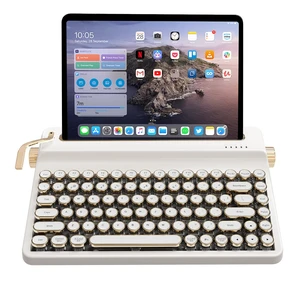 YUNZII QL75 Retro Typewriter Hot Swap RGB Keyboard (White, Onyx Switch) | With Built-in Stand,Punk Round Keycaps,QMK/VIA Programmable,RGB for Multi-Device Keyboard with 2.4GHz/Type-C/BT5.0 YUNZII QL75 Retro Typewriter Hot Swap RGB Keyboard (White, Onyx Switch) | With Built-in Stand,Punk Round Keycaps,QMK/VIA Programmable,RGB for Multi-Device Keyboard with 2.4GHz/Type-C/BT5.0