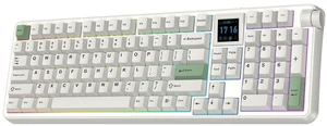 EPOMAKER RT100 PRO Wireless Gaming Keyboard with 1.54" Screen&Knob, RGB | 2.4Ghz/BT/USB-C, Hot Swap, 5000mAh, PBT Keycap, Custom Driver, Retro Mechanical Keyboard for Win/Mac (White, Sea Salt Silent) EPOMAKER RT100 PRO Wireless Gaming Keyboard with 1.54" Screen&Knob, RGB | 2.4Ghz/BT/USB-C, Hot Swap, 5000mAh, PBT Keycap, Custom Driver, Retro Mechanical Keyboard for Win/Mac (White, Sea Salt Silent)