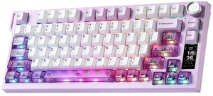YUNZII IF75 QMK VIA Wireless Mechanical Keyboard(Purple,Candy Switch) | 75% Gaming Keyboard with TFT Screen and Knob, 8000mAh, BT/2.4GHz/USB, RGB, NKRO Hot-Swap, Gasket Mount Keybaord for Mac/Win