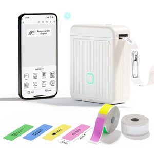 Label Printer with Waterproof Self-Adhesive Labels (12 x 40 mm), Bluetooth Labeling Device, Portable Label Printer, 2000 mAh, Compatible with iOS & Android, for Home, School, and Office (White) Label Printer with Waterproof Self-Adhesive Labels (12 x 40 mm), Bluetooth Labeling Device, Portable Label Printer, 2000 mAh, Compatible with iOS & Android, for Home, School, and Office (White)