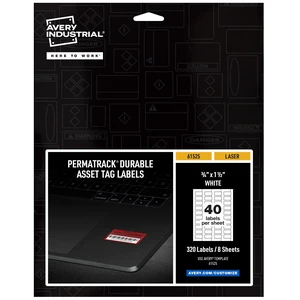Avery® Durable Asset Tags, 0.75" x 1.5", White, 320 Labels | Waterproof Labels Great for Tracking Office Electronics, School Technology, Tools, Equipment, and Other Valuable Property Avery® Durable Asset Tags, 0.75" x 1.5", White, 320 Labels | Waterproof Labels Great for Tracking Office Electronics, School Technology, Tools, Equipment, and Other Valuable Property