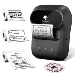 Phomemo Thermal Label Maker Machine with Tape (3 Rolls), Sticker Printer | 2 Inch Wide Waterproof Label Machine Easy to Use for Small Business, School, Black