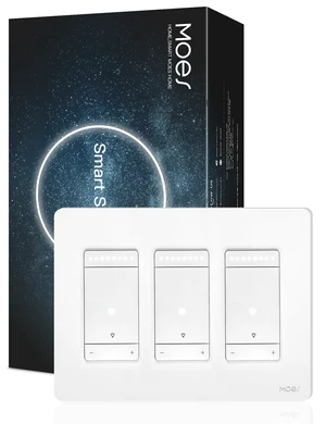 MOES Star Ring WiFi Dimmer Light Switch, 3-Way Alexa Google, 3 Gang | Star Ring Night Guide Glow, 1-100% Dimming, 3-Way/Single Pole, Voice/Remote Control, Neutral Wire 2.4GHz WiFi MOES Star Ring WiFi Dimmer Light Switch, 3-Way Alexa Google, 3 Gang | Star Ring Night Guide Glow, 1-100% Dimming, 3-Way/Single Pole, Voice/Remote Control, Neutral Wire 2.4GHz WiFi