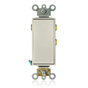 Leviton 15 Amp, 120/277 Volt, Decora Plus Rocker, Single-Pole Double Throw, Center Off, Maintained Contact, 5685-2T, Light Almond Leviton 15 Amp, 120/277 Volt, Decora Plus Rocker, Single-Pole Double Throw, Center Off, Maintained Contact, 5685-2T, Light Almond