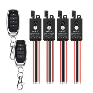 Mini Wireless Switch 12V,4 Way Remote Switch DC 5V/12V/24V/48/10A Relay. | with 328FT Long Range for Motor,LED Light,Water Pump,Track Lights,Car Led Light,Patio Lights,Fan. Mini Wireless Switch 12V,4 Way Remote Switch DC 5V/12V/24V/48/10A Relay. | with 328FT Long Range for Motor,LED Light,Water Pump,Track Lights,Car Led Light,Patio Lights,Fan.