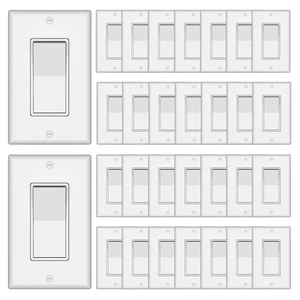 ThunderWay 30 Pack Single Pole Decorator Light Switch with Wallplate, White | 15A 120V/277V, On/Off Paddle Switch, Residential Grade, Gloss Finish, UL Listed ThunderWay 30 Pack Single Pole Decorator Light Switch with Wallplate, White | 15A 120V/277V, On/Off Paddle Switch, Residential Grade, Gloss Finish, UL Listed