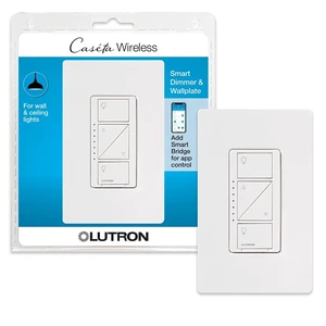 Lutron Caseta Smart Dimmer Switch (Smart Hub Required), with Wallplate | For Caseta Systems, for Dimmable LED Lights, No Neutral Required, 150 Watt, Single-Pole/3-Way, PDW-6WCL-WH-A, White Lutron Caseta Smart Dimmer Switch (Smart Hub Required), with Wallplate | For Caseta Systems, for Dimmable LED Lights, No Neutral Required, 150 Watt, Single-Pole/3-Way, PDW-6WCL-WH-A, White