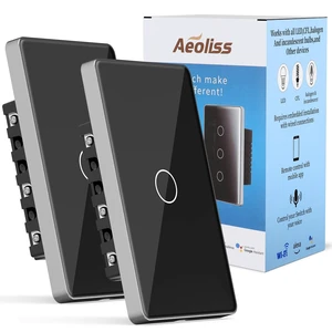 AEOLISS 2.4GHz WiFi Smart Touch Wall Single Fire Smart Light Switch, Need Neutral Wire, Glass Panel Light Switch Work with Smart Life/Tuya App, Alexa and Google Home (Black 1 Gang) AEOLISS 2.4GHz WiFi Smart Touch Wall Single Fire Smart Light Switch, Need Neutral Wire, Glass Panel Light Switch Work with Smart Life/Tuya App, Alexa and Google Home (Black 1 Gang)