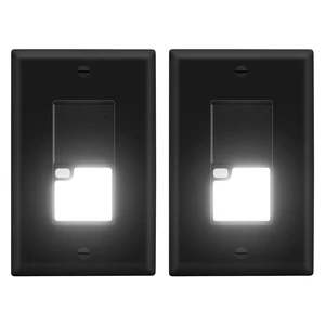 LIDER LED Guide Light Paddle Switch, 125VAC/15A, Matte Black, 2-Pack | Night Light, 3-Way Or Single Pole, UL Listed, Thermoplastic, Operates Automatically