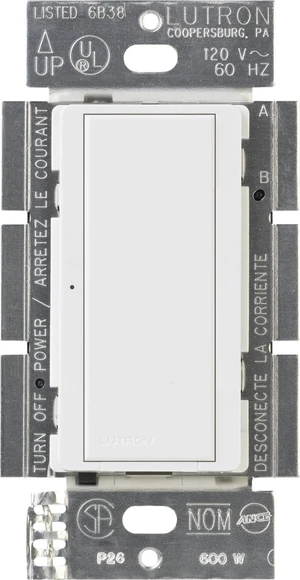 Lutron Maestro Digital Switch, 8A Single Pole/Multi Location, MA-S8AM-WH, White
