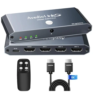 4K@120Hz HDMI 2.1 Switch 3 in 1 Out with HDMI Cable, 8K@60Hz, 48Gbps Remote | 48Gbps, Auto Switching, HDR10+ & Dolby Vision/Atmos, HDCP 2.3, Aluminum Same-Side Ports, Works with PS5, Xbox 4K@120Hz HDMI 2.1 Switch 3 in 1 Out with HDMI Cable, 8K@60Hz, 48Gbps Remote | 48Gbps, Auto Switching, HDR10+ & Dolby Vision/Atmos, HDCP 2.3, Aluminum Same-Side Ports, Works with PS5, Xbox