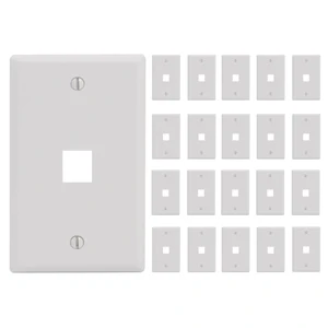 ICC 1-Port Keystone Wall Plate, 1-Gang RJ45 Modular Jack, White, 25-Pack | UL Listed ABS plastic construction, accepts compatible inserts, single opening for data and voice cabling, work area outlet ICC 1-Port Keystone Wall Plate, 1-Gang RJ45 Modular Jack, White, 25-Pack | UL Listed ABS plastic construction, accepts compatible inserts, single opening for data and voice cabling, work area outlet