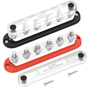 DaierTek Power Distribution Block 300A 12V Bus Bar 5/16" 6 Post Terminal Block with Cover Max 48V DC/300V AC for Marine Automotive Car Truck Solar Systems (Positive and Ground) DaierTek Power Distribution Block 300A 12V Bus Bar 5/16" 6 Post Terminal Block with Cover Max 48V DC/300V AC for Marine Automotive Car Truck Solar Systems (Positive and Ground)