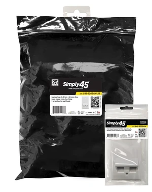 Simply45 2-Port Angled Keystone Wall Plate, White, Single Gang, 25-Pack | Fits Standard Single-Gang Boxes, Accepts All Keystone Jacks, Reduces Cable Bend Strain, S45-3202AW-25 Simply45 2-Port Angled Keystone Wall Plate, White, Single Gang, 25-Pack | Fits Standard Single-Gang Boxes, Accepts All Keystone Jacks, Reduces Cable Bend Strain, S45-3202AW-25
