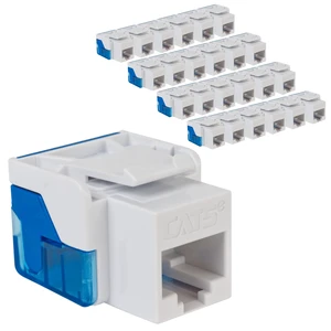 ICC CAT5e RJ45 Keystone Jack, Inline IDC Wide Body, White, 25-Pack | Wide body inline IDC, no pair splitting, UL Listed, PoE++, TAA compliant, wiring cap per jack, fits most keystone plates ICC CAT5e RJ45 Keystone Jack, Inline IDC Wide Body, White, 25-Pack | Wide body inline IDC, no pair splitting, UL Listed, PoE++, TAA compliant, wiring cap per jack, fits most keystone plates