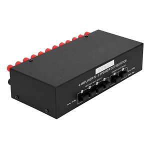 Speaker Selector Switch 4 Amp 2 Speaker, 300W Passive Box | Aluminum alloy housing, plug and play stereo audio switcher, banana plug terminals, 4-16 ohm compatible Speaker Selector Switch 4 Amp 2 Speaker, 300W Passive Box | Aluminum alloy housing, plug and play stereo audio switcher, banana plug terminals, 4-16 ohm compatible