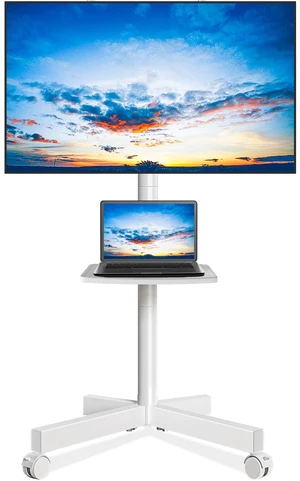 Rfiver Mobile TV Stand for 23-65 Inch Flat/Curved TVs up to 88 lbs White | Rolling TV Stand with Adjustable Shelf & Tilt, Portable Floor Stand on Wheels for Bedroom, Living Room, Max VESA 400x400mm Rfiver Mobile TV Stand for 23-65 Inch Flat/Curved TVs up to 88 lbs White | Rolling TV Stand with Adjustable Shelf & Tilt, Portable Floor Stand on Wheels for Bedroom, Living Room, Max VESA 400x400mm