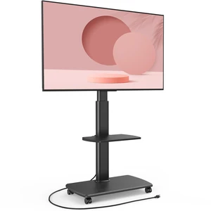 FITUEYES Rolling TV Stand with Power Outlets for 32-75 Inch TVs, Black | Swivel Portable TV Stand with Height Adjustable & Wood Base, Mobile TV Cart with Shelf for Bedroom Living Room Small Dorm FITUEYES Rolling TV Stand with Power Outlets for 32-75 Inch TVs, Black | Swivel Portable TV Stand with Height Adjustable & Wood Base, Mobile TV Cart with Shelf for Bedroom Living Room Small Dorm