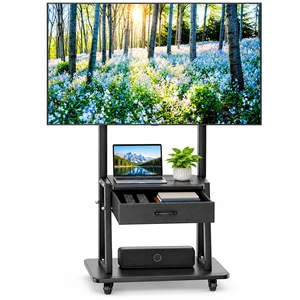 yoopin Rolling TV Stand with Fabric Drawer for 32-75 Inch TVs, Black Steel | 4 Rolling Casters, Middle Fabric Drawer, Cold-Rolled Steel, VESA 600x400mm, TV Cart for Bedroom, Office and Living Room yoopin Rolling TV Stand with Fabric Drawer for 32-75 Inch TVs, Black Steel | 4 Rolling Casters, Middle Fabric Drawer, Cold-Rolled Steel, VESA 600x400mm, TV Cart for Bedroom, Office and Living Room