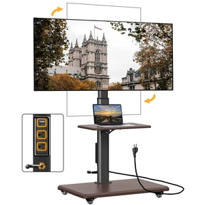 Swivel Rolling TV Stand with Power Outlet for 26-75 inch TVs up to 110 lbs | Portable Mobile TV Stand with Hand Crank Infinitely Adjustable Height Rolling TV Cart with Wheels Swivel Rolling TV Stand with Power Outlet for 26-75 inch TVs up to 110 lbs | Portable Mobile TV Stand with Hand Crank Infinitely Adjustable Height Rolling TV Cart with Wheels