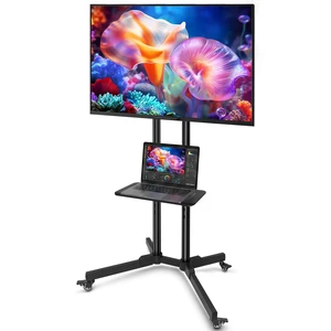 Euisiant Mobile TV Stand for 32-75" TVs, Rolling Cart with Wheels | VESA 600x400mm, Height 1300-1480mm, ±15° Tilt, Holds 110 lbs, Media Shelf, Locking Wheels, Easy Assembly Euisiant Mobile TV Stand for 32-75" TVs, Rolling Cart with Wheels | VESA 600x400mm, Height 1300-1480mm, ±15° Tilt, Holds 110 lbs, Media Shelf, Locking Wheels, Easy Assembly