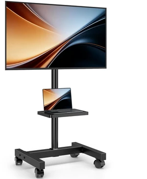AX WABER Mobile TV Floor Stand for 19-50 inch LCD LED Flat/Curved Panel Screen TVs up to 55 lbs, Height Adjustable TV Stand Mount with Tilt VESA 200x200, Portable TV Stand with Shelf AX2007TBM AX WABER Mobile TV Floor Stand for 19-50 inch LCD LED Flat/Curved Panel Screen TVs up to 55 lbs, Height Adjustable TV Stand Mount with Tilt VESA 200x200, Portable TV Stand with Shelf AX2007TBM