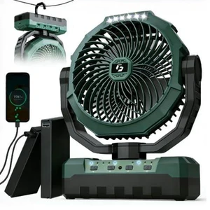 36000mAh Camping Fan,120H Rechargeable Fan Portable with Detachable Battery | Ventilador Recargable with 4 Speeds, LED, Timers,Battery Operated Outdoor Fan for Tent,Office,Jobsite,Workshop,Travel