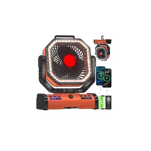 EEIFO 12 Inch Camping Fan Rechargeable,40000mAh Portable Powered Fan-Orange | 4 Speeds;Cool & Warm Light;Timming;Auto Oscillating;360° Rotating Hang Hook