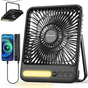 AMACOOL 4-in-1 Portable Rechargeable Travel Fan for Sleeping, Ultra-Thin 8-Inch, 10000mAh Detachable Power Bank with Flashlight, Battery Operated Fan for Camping Tent Outdoor Cruise Essentials 2026