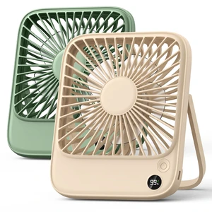 TOPK 2 Pack Portable Desk Fan 5000mAh, Quiet, Ultra-Thin | Rechargeable Fans, 4-Speed Quiet, LED Display For Office, Bedroom, Cruise & Travel