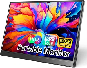 WCV Portable Monitor 15.6 Inch 1080P USB-C HDMI Ultra-Slim Travel Monitor with Kickstand, Compatible with Xbox, Laptop, PC, Mac Phone, PS, Swich IPS Ultra-Thin Zero Frame Gaming Monitor