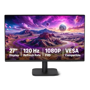 Amazon Basics 27-inch Computer Monitor, 120 Hz, 1080P, IPS, HDMI, DisplayPort, VESA Compatible for Office, Home