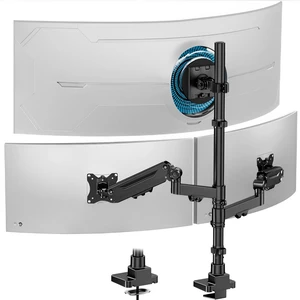 Triple Monitor Mount up to 49 inches, Fully Adjustable Heavy Duty 3 Monitor Arm with Gas Spring, Desk Mount for 3 Screens, C-Clamp & Grommet Base, Holds 44 lbs, Black Triple Monitor Mount up to 49 inches, Fully Adjustable Heavy Duty 3 Monitor Arm with Gas Spring, Desk Mount for 3 Screens, C-Clamp & Grommet Base, Holds 44 lbs, Black