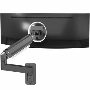 VIVO Black Monitor Arm Wall Mount, Up to 49 in Ultrawides, MOUNT-V101G1 | Premium Aluminum, Heavy Duty, Single Wall Mount, Counterbalance Pneumatic Height, Max VESA 100x100mm, Holds 44 lbs